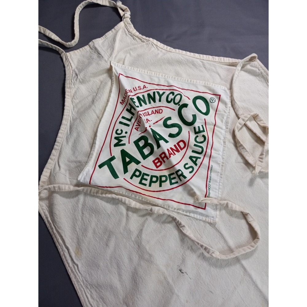 Vintage Tabasco Pepper Sauce Apron McIlhenny Co Avery Island Linenwear USA Made